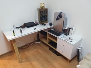 Biurko z Komoda + hartowane szklane blaty (Zestaw)