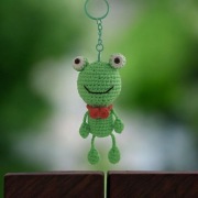 Zielona żabka, breloczek, brelok, rękodzieło