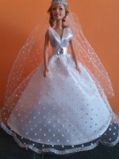 Suknia ślubna ,ubranko dla lalki barbie