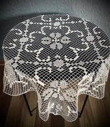 SUPER CENA! BIAŁY OBRUS KOŁECZKOWY -RĘCZNA ROBÓTKA