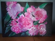 Obraz piwonie akryl na płótnie boki zmalowane
