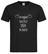 Koszulka tshirt czarna z białym nadrukiem dla taty