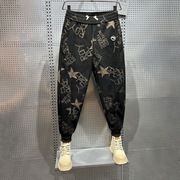 Spodnie czarne w gwiazdki sztruks skate hip hop Roz. M