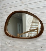 Lustro ścienne drewniane duże owalne okrąg vintage wiszace