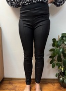Spodnie woskowane skóropodobne czarne rurki legginsy bawełniane Koucla L 40
