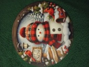 Tablica z drewna do powieszenia Bałwanek bałwan święta średnica 20 cm 