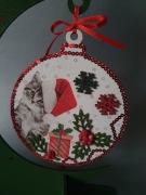 Stroik świąteczny choinka bombka kot decoupage