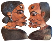 DREWNIANE PŁASKORZEŹBY AFRYKA MURZYNKA + MURZYN