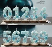 Świeczka Urodzinowa Cyfra MORSKA Syrenka Muszelki Brokat 0-9