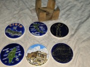 Zestaw ręcznie robionych ceramicznych podkładek pod filiżanki   antyk star