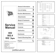 JCB 802 802.4 802 Super Service Manual Instrukcja serwisowa naprawcza 
