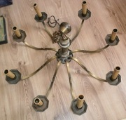 Żyrandol - Lampa Mosiężna 8 Ramion, Wisząca, Stara.