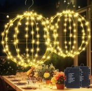 2x KULA ŚWIETLNA LAMPKI ZEW/WEW OGRODOWA DEKORACJA WISZĄCA