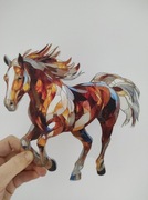 Nowy witraż witrażyk dekoracja okienna koń konik