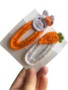 Ręcznie robione spinki do włosów – marchewka i króliczek, 2 szt.