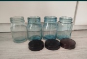 Słoiki vintage niebieskie szkło 4 szt 