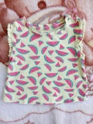 Żółta bawełniana bluzka Cubus 92 arbuz w arbuzy owoce pompony jak nowa