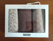 Komplet Kuchenny Brązowy Zwoltex Zestaw prezentowy 2 ściereczki + ręcznik