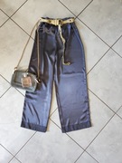 spodnie dzwony atłasowe satynowe szerokie metaliczne eleganckie wizytowe