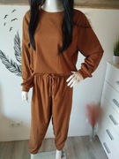Brązowy komplet dresowy bluza + spodnie dresowe 42 XL Nowy
