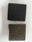 Papierośnica 2 szt z ekoskóry z metalowym wnętrzem