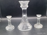 Zestaw świeczników z szkła kryształowego – 1 duży + 2 małe, kolekcjonerskie