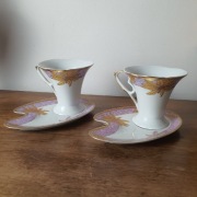 Komplet Porcelanowy VERONI – Filiżanki "Tulipan" z Talerzykami Deserowymi