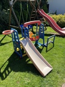 Zabawka ogrodowa : zjeżdżalnia,huśtawka,bramka i kosz.
