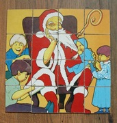 stara układanka - vintage - 16 elementów - Mikołaj