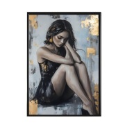 Plakat 50x70cm -Kobieta3 ,obraz, czerń,złoto,szare,nowoczesne