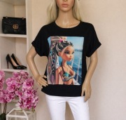 Bluzka z nadrukiem t-shirt damski z krótkim rękawem barbie