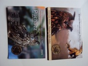 Zestaw 2 blistrów z monetami 2zł Puchacz w 2 wydaniach jak na foto