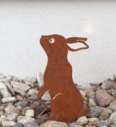 Ozdoba ogrodowa metalowa ZAJĄC –dekoracja do ogrodu- stal 3 mm – rustykalna