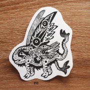 Ryb skrzydlaty naklejka czarno-biała