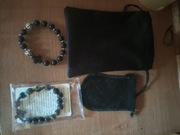 Zestaw dwóch różańców - bransoletek + 2 etui / heban i metal / nowe