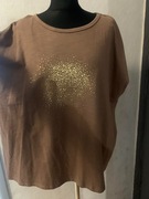 Bluzka tunika top oversize krótki rękaw złote wzory