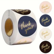 Naklejki „Thank You” 2,5 cm – mix kolorów, 500 szt. na rolce