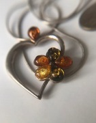 Wisiorek srebrny duzy z bursztynem baltyckim srebro 925