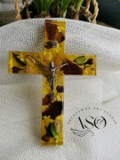 Krzyż z żywicy epoksydowej, ręcznie robiony  dekoracja religijna, efekty 3D