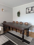 Piękny, duży stół 250x100 cm + 2x50 cm (wkładki) i 10 krzeseł