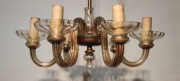Przedwojenny żyrandol szklany 6-ramienny | lata 20.–30. XX w. | Lampa