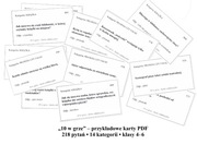 10 w grze – karty PDF do druku | j. pol. kl. 4–6 | 218 pytań | 14 kategorii