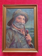 Stary obraz na płótnie portret Rybak