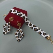 kolczyki i bransoletka wykonana z japońskich koralików Miyuki Delica