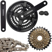 KOMPLETNY ZESTAW NAPĘDOWY SHIMANO 6 RZĘDÓW KORBA 48T WOLNOBIEG 28T ŁAŃCUCH