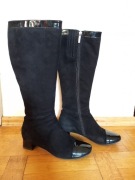 Buty kozaki czarne skórzane zamszowe Gino Rossi 37