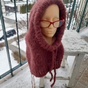 Balaclava z alpaki bordowa burgundowa