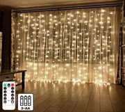 6x2m Kurtyna świetlna na baterie dekoracja girlanda lampki choinkowe 