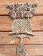 Sowa ze sznurka jutowego makrama zawieszka