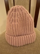 Czapka różowa damska z akrylu dzianina beani uniwersalna